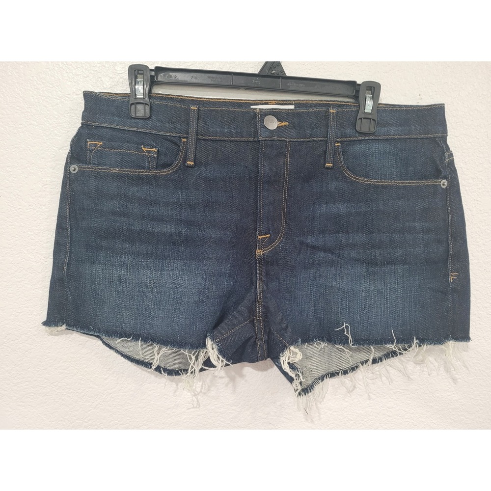 Frame Le Cutoff Dark‎ Indigo Raw Hem Denim Women's Shorts Size 30 #24